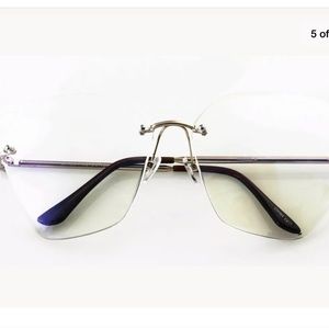 OVERSIZED VINTAGE RETRO Style Clear Lens EYE GLASSES Rimless Gold Hectagon Frame